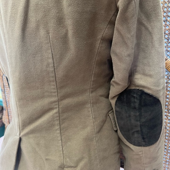 Vintage Banana Republic blazer size 2 tan brushed cotton elbow patch academia - Picture 8 of 12